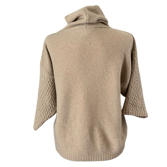 MaxMara Size Small Tan Wool Cashmere Funnel Neck Boxy Short Sleeve Knit Sweater - Picture 4 of 13